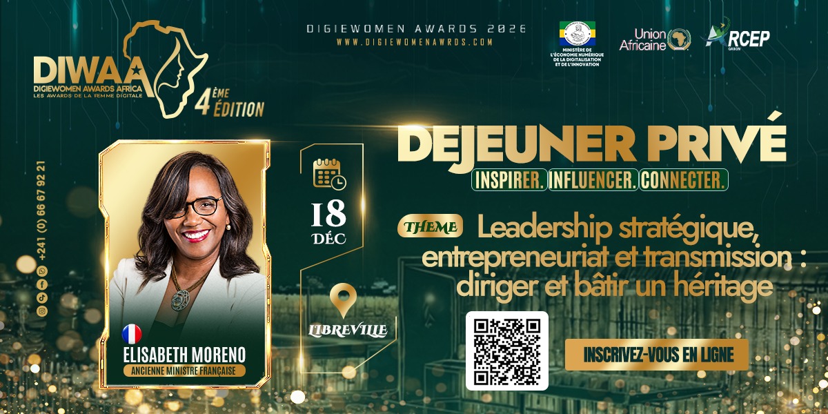 Déjeuner privé avec Elisabeth Moreno, le 18 décembre à Libreville. Thème : Leadership stratégique, entrepreneuriat et transmission : diriger et bâtir un héritage. Inscrivez-vous en ligne.